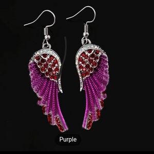 NWOT Angel Wings Inlaid Rhinestone Dangle Earrings